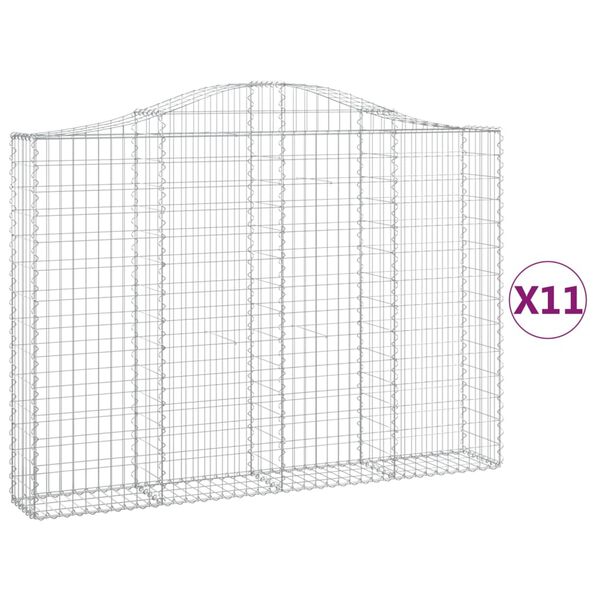 vidaXL 11 db íves horganyzott vas gabion kosár 200x30x140/160 cm