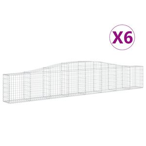vidaXL 6 db &iacute;ves horganyzott vas gabion kos&aacute;r 400x30x60/80 cm