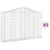 vidaXL 5 db &iacute;ves horganyzott vas gabion kos&aacute;r 200x30x120/140 cm