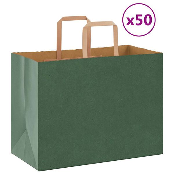 vidaXL 50 db z&ouml;ld pap&iacute;rzacsk&oacute;k foganty&uacute;kkal 32x17x25 cm