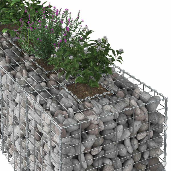 vidaXL Gabion emelt &aacute;gy 2 pcs Ez&uuml;st 260 x 60 x 55 cm Horganyzott ac&eacute;l