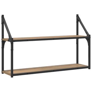vidaXL Falpolc Falra szerelhető K&eacute;zműves t&ouml;lgy 80 x 21 x 51 cm f&eacute;m PB