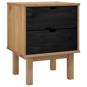 vidaXL &Eacute;jjeli asztal OTTA Fekete 45 x 39 x 57 cm T&ouml;m&ouml;r Fenyőfa