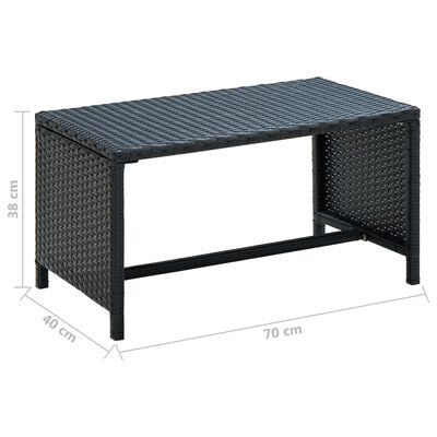 vidaXL fekete polyrattan dohányzóasztal 70 x 40 x 38 cm