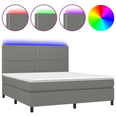 vidaXL sötétszürke szövet rugós és LED-es ágy matraccal 160x200 cm
