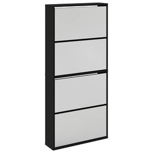 vidaXL fekete 4 szintes cipőszekr&eacute;ny t&uuml;k&ouml;rrel 63 x 17 x 134 cm