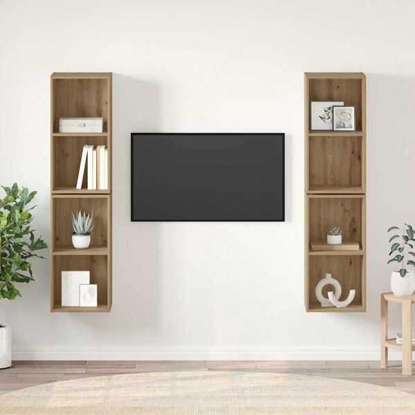 vidaXL TV szekr&eacute;ny garnit&uacute;ra 4 pcs Artisan t&ouml;lgy 37 x 37 x 72 cm