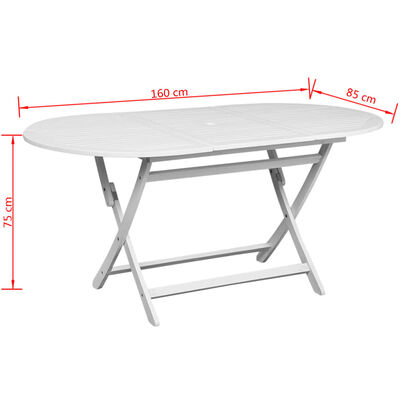 vidaXL fehér tömör akácfa kerti asztal 160 x 85 x 75 cm