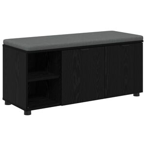 vidaXL Előt&eacute;r pad Fekete T&ouml;lgy 100 x 38 x 46 cm Műanyag Fa &eacute;s Sz&ouml;vet