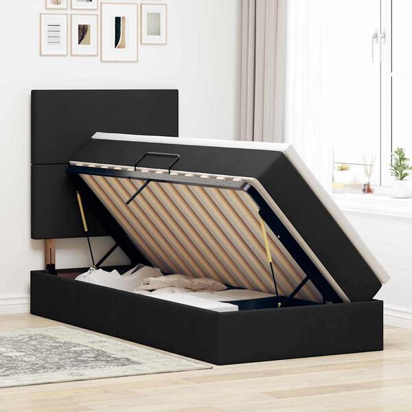 vidaXL &Aacute;gy t&aacute;rol&oacute;val &eacute;s LED l&aacute;mp&aacute;val Fekete 100 x 200 cm Poli&eacute;szter