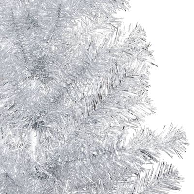 vidaXL ezüstszínű PET megvilágított műkarácsonyfa gömb szettel 240 cm