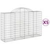vidaXL 5 db &iacute;ves horganyzott vas gabion kos&aacute;r 200x50x120/140 cm