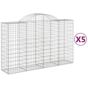 vidaXL 5 db &iacute;ves horganyzott vas gabion kos&aacute;r 200x50x120/140 cm