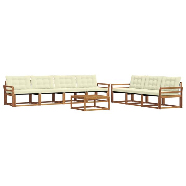 vidaXL K&uuml;lt&eacute;ri kanap&eacute; szett p&aacute;rn&aacute;val 8 pcs Term&eacute;szetes &eacute;s kr&eacute;msz&iacute;nű