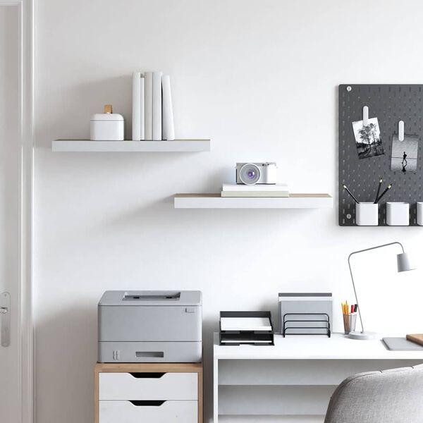 vidaXL 2 db t&ouml;lgysz&iacute;nű &eacute;s feh&eacute;r MDF lebegő fali polc 60x23,5x3,8 cm