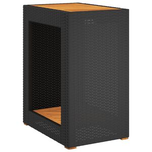 vidaXL fekete polyrattan kerti kisasztal fa asztallappal 60x40x75 cm