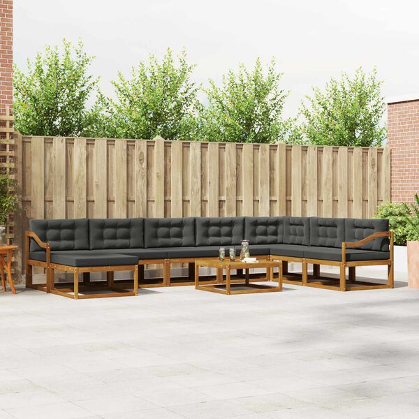 vidaXL K&uuml;lt&eacute;ri kanap&eacute; szett p&aacute;rn&aacute;val 9 pcs Term&eacute;szetes &eacute;s antracit