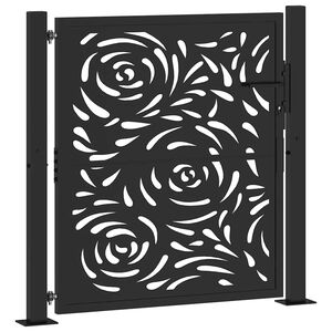 vidaXL fekete ac&eacute;l kerti kapu l&aacute;ngmint&aacute;val 100x100 cm