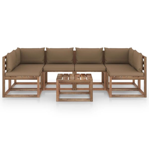 vidaXL 7 r&eacute;szes impregn&aacute;lt fenyőfa raklap-b&uacute;torgarnit&uacute;ra p&aacute;rn&aacute;kkal