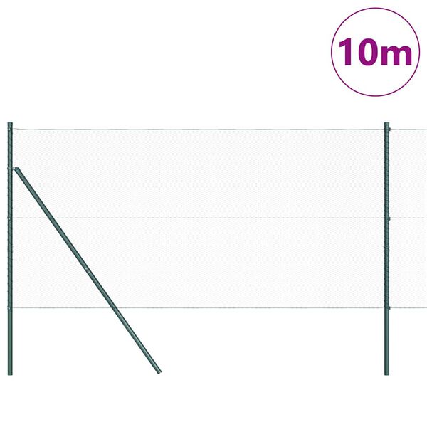 vidaXL Kerítés oszlopokkal Zöld 1.4 x 10 m PVC-bevonatos acél