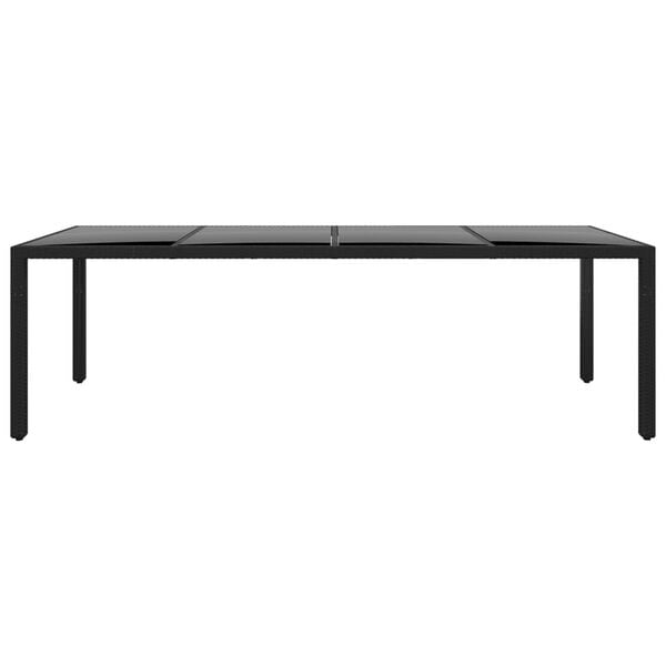 vidaXL fekete polyrattan és edzett üveg kerti asztal 250 x 100 x 75 cm