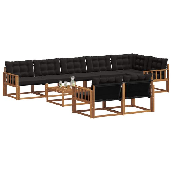 vidaXL K&uuml;lt&eacute;ri kanap&eacute; szett p&aacute;rn&aacute;val 9 pcs Term&eacute;szetes &eacute;s fekete