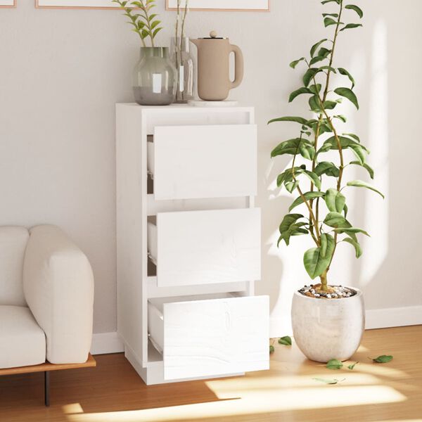 vidaXL fehér tömör fenyőfa tálalószekrény 32 x 34 x 75 cm