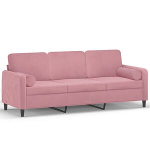 vidaXL 3 szem&eacute;lyes r&oacute;zsasz&iacute;n b&aacute;rsony kanap&eacute; d&iacute;szp&aacute;rn&aacute;kkal 180 cm