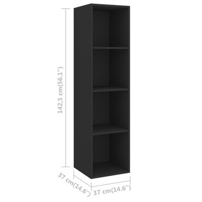 vidaXL fekete falra szerelhető forgácslap TV-szekrény 37x37x142,5 cm
