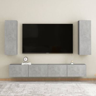 vidaXL betonszürke forgácslap TV-szekrény 30,5 x 30 x 90 cm