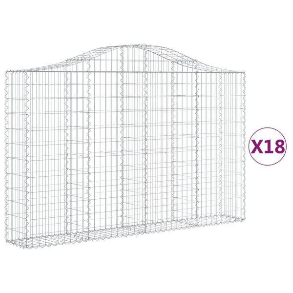 vidaXL 18 db &iacute;ves horganyzott vas gabion kos&aacute;r 200x30x120/140 cm