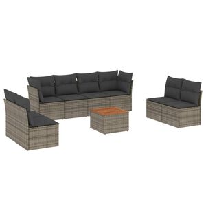 vidaXL 9 r&eacute;szes sz&uuml;rke polyrattan kerti &uuml;lőgarnit&uacute;ra p&aacute;rn&aacute;kkal