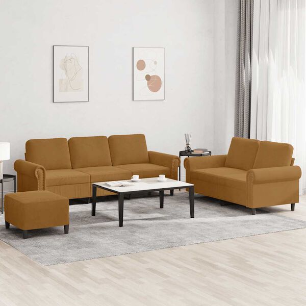 vidaXL 3 r&eacute;szes barna b&aacute;rsony &uuml;lőgarnit&uacute;ra p&aacute;rn&aacute;kkal