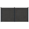 vidaXL Ker&iacute;t&eacute;s K&eacute;szlet 2 db 353 x 186 cm WPC &eacute;s Alum&iacute;nium Fekete