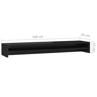 vidaXL magasfényű fekete forgácslap monitorállvány 100 x 24 x 13 cm