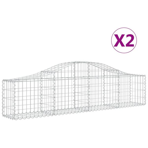 vidaXL 2 db íves horganyzott vas gabion kosár 200x30x40/60 cm