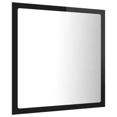 vidaXL magasfényű fekete akril LED-es fürdőszobatükör 40x8,5x37cm