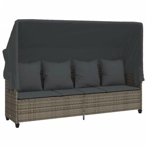 vidaXL sz&uuml;rke polyrattan napoz&oacute;&aacute;gy tetővel &eacute;s p&aacute;rn&aacute;val
