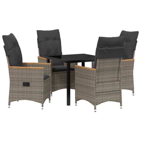 vidaXL Kert &eacute;tkező szett p&aacute;rn&aacute;val 5 pcs Sz&uuml;rke polirattan