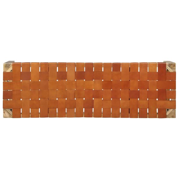 vidaXL barna val&oacute;di bőr &eacute;s t&ouml;m&ouml;r mang&oacute;fa pad 110 cm