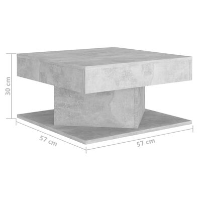 vidaXL betonszürke forgácslap dohányzóasztal 57 x 57 x 30 cm
