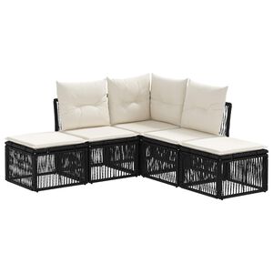 vidaXL Kerti Kanap&eacute; Szett 5 pcs Fekete polirattan