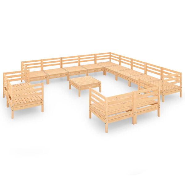 vidaXL 14 r&eacute;szes t&ouml;m&ouml;r fenyőfa kerti b&uacute;torgarnit&uacute;ra