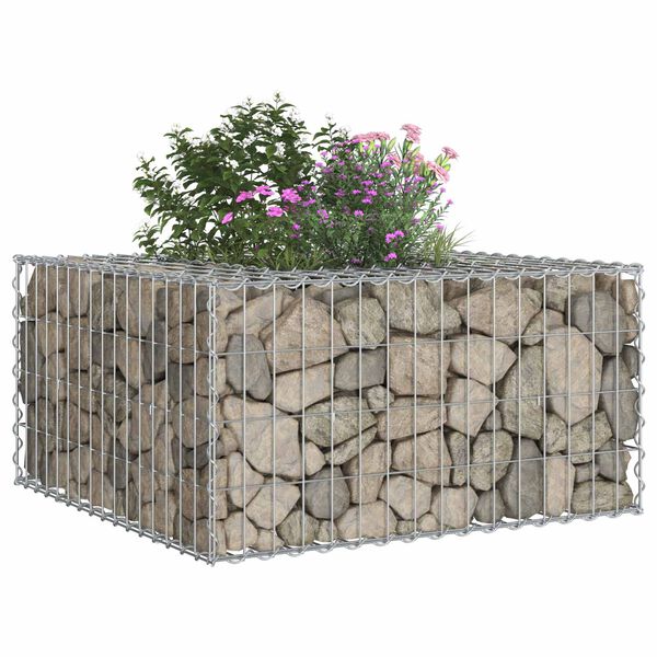 vidaXL Gabion emelt &aacute;gy Ez&uuml;st 80 x 80 x 40 cm Horganyzott ac&eacute;l