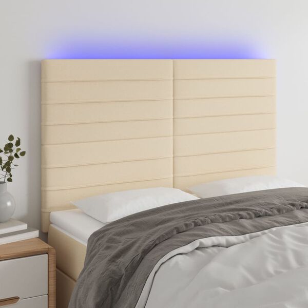 vidaXL kr&eacute;msz&iacute;nű sz&ouml;vet LED-es fejt&aacute;mla 144x5x118/128 cm