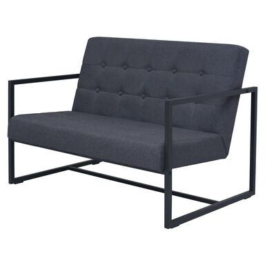 vidaXL 2 személyes sötétszürke acél és szövet kanapé karfával