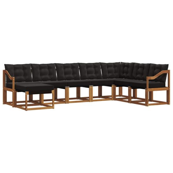 vidaXL K&uuml;lt&eacute;ri kanap&eacute; szett p&aacute;rn&aacute;val 8 pcs Term&eacute;szetes &eacute;s fekete