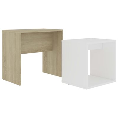 vidaXL fehér/sonoma-tölgy forgácslap dohányzóasztal szett 48x30x45 cm