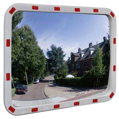 Téglalap alakú konvex közlekedési tükör fényvisszaverőkkel 60 x 80 cm