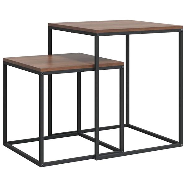 vidaXL 2 db szerelt fa &eacute;s f&eacute;m doh&aacute;nyz&oacute;asztal